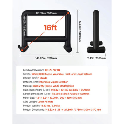 Inflatable Projector Screen with 120W Air Blower