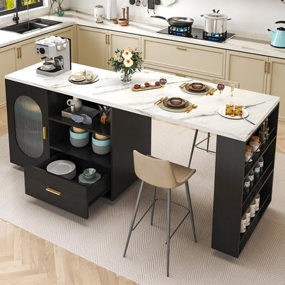 Rolling Kitchen Island Cart with Swivel Table