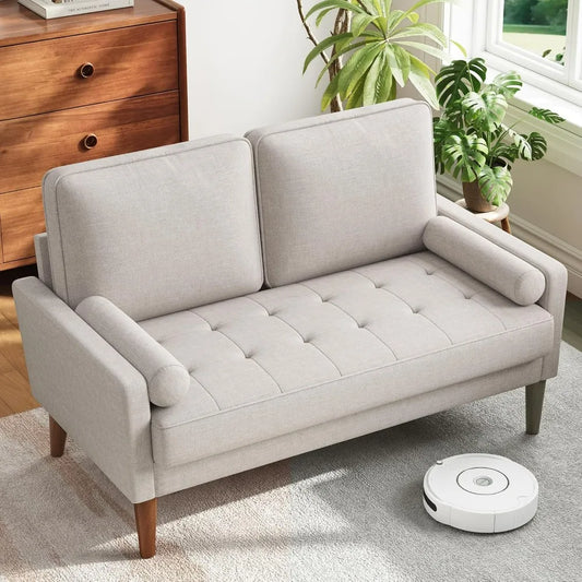 Solid Wood Legs Mid Century Modern Loveseat