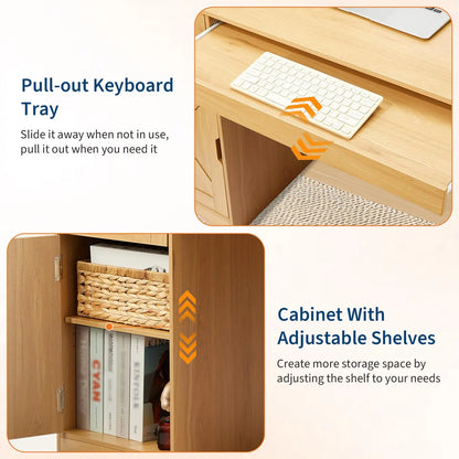 Farmhouse Office Desk With 4 Drawers