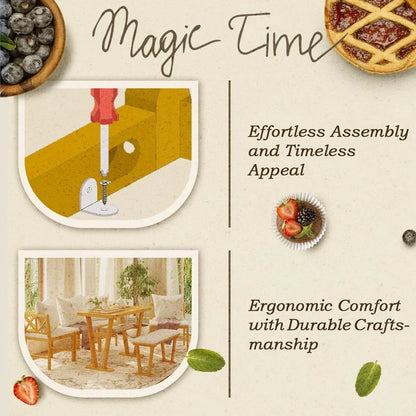Compact Solid Wood Kitchen Nook Dining Set