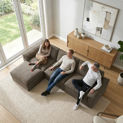 Boneless L-Shape Modular Corduroy Sectional Couch