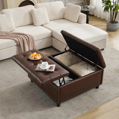Tufted Large Square Storage Ottoman Bench