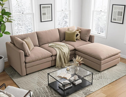 L Shaped Sectional Couch with Ottoman