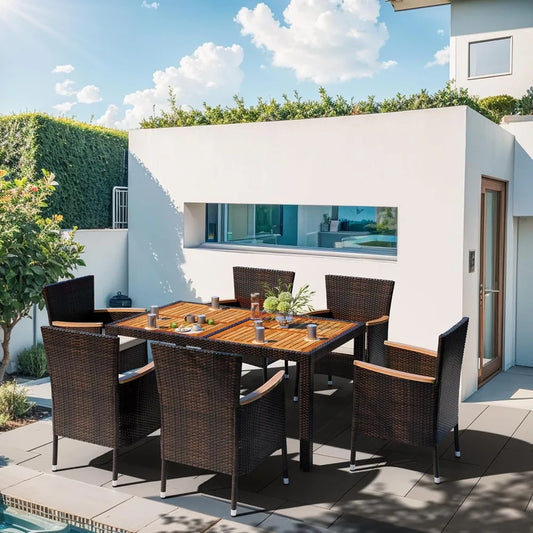 7 Piece Wicker Patio Dining Set