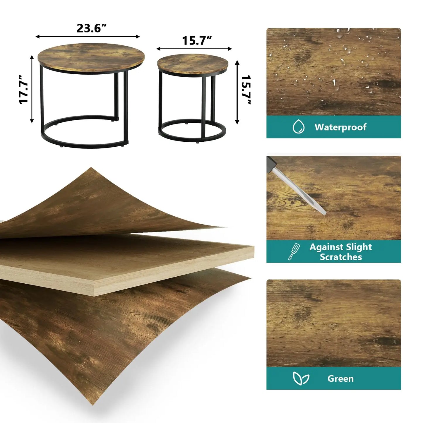 Set Of Two Round Nesting Coffee Tables