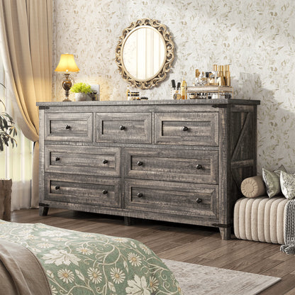 51.2" Farmhouse 7 Drawer Dresser & TV Stand