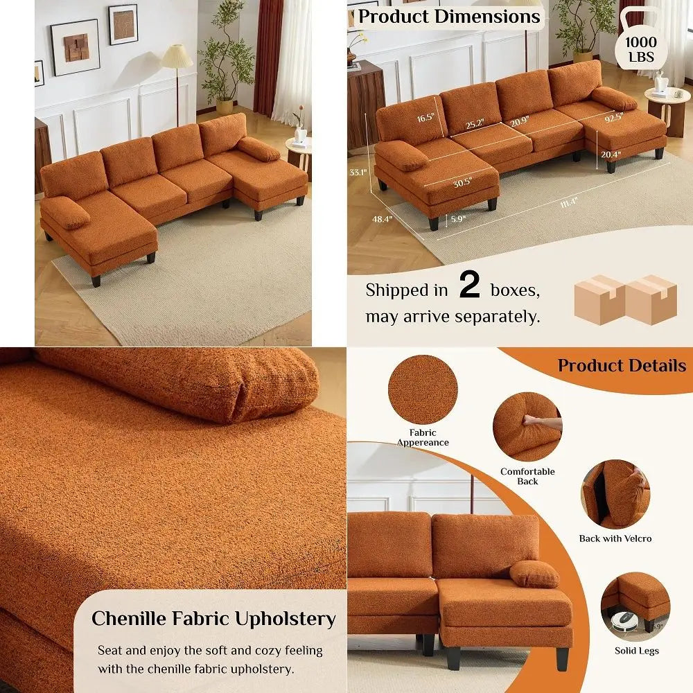 UShape Sectional  Chenille 4 Seat Couch