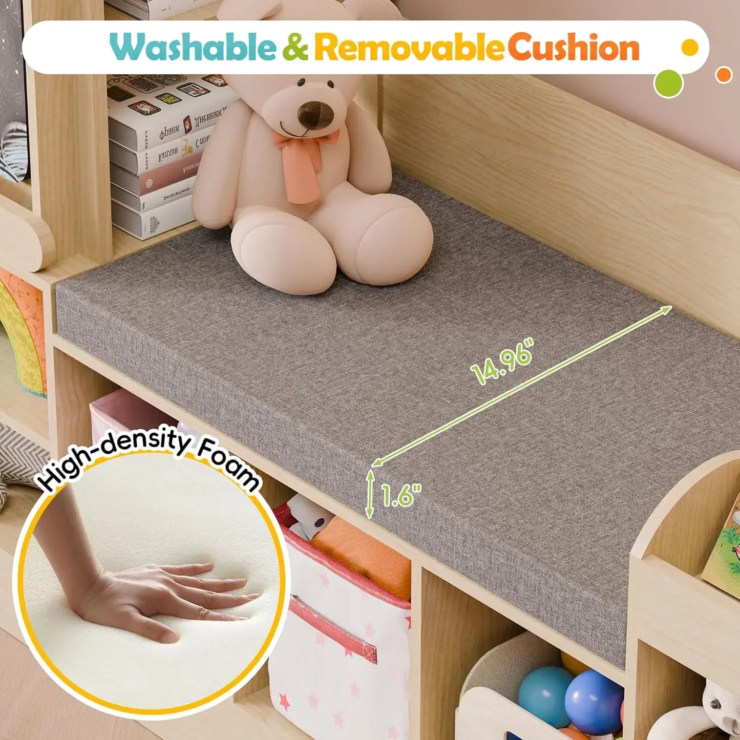 Kids Bookshelf with Reading Nook