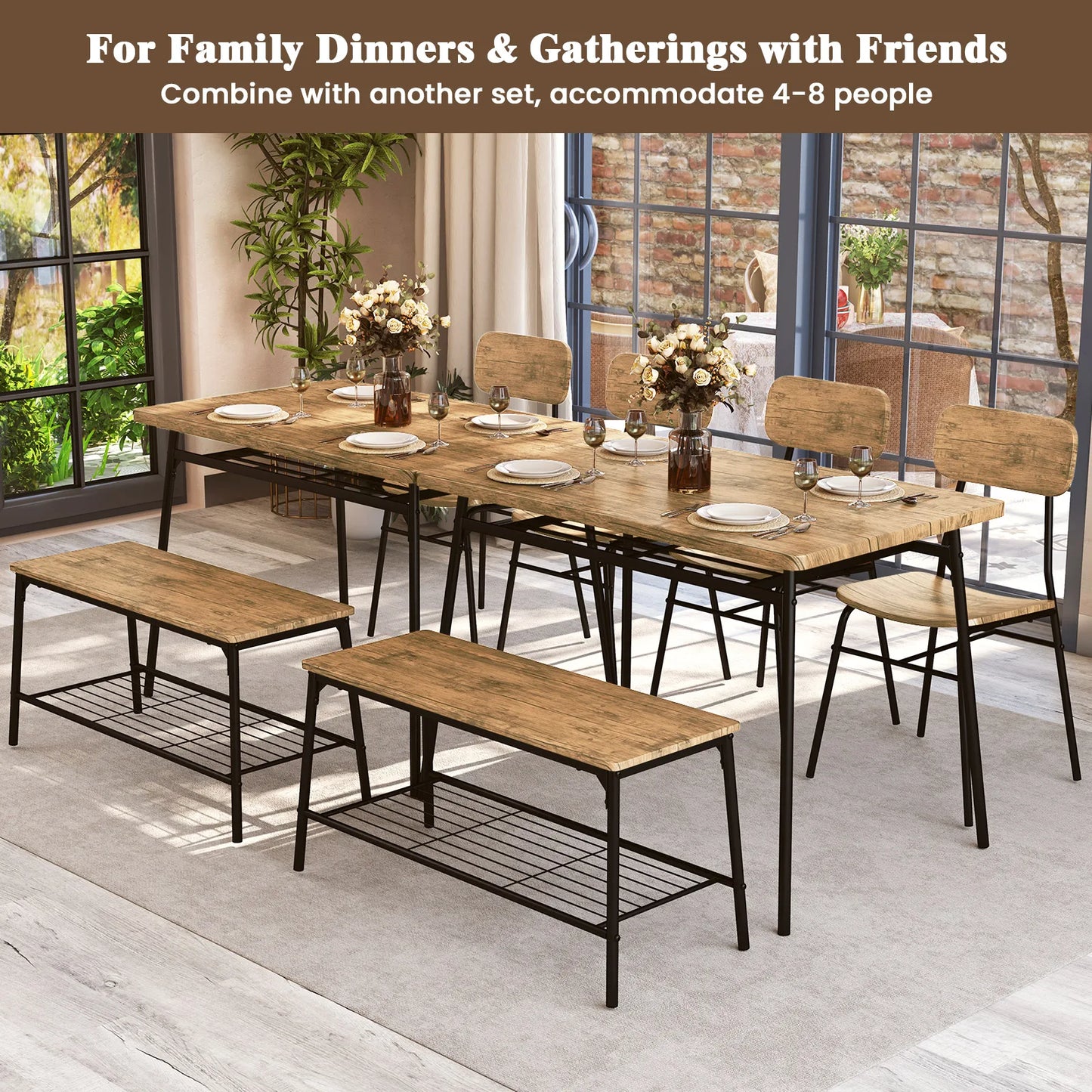 Dining Table w/ Bench and  2 Chairs
