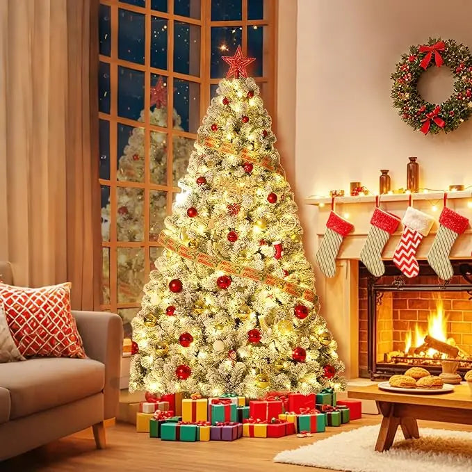 4.5FT-9 FT Artificial Christmas Tree with Snow