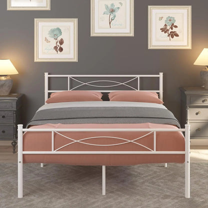 Full Size Bed Metal Platform Frame with Headboard