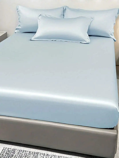 1PC Satin Solid Color Fitted Sheet