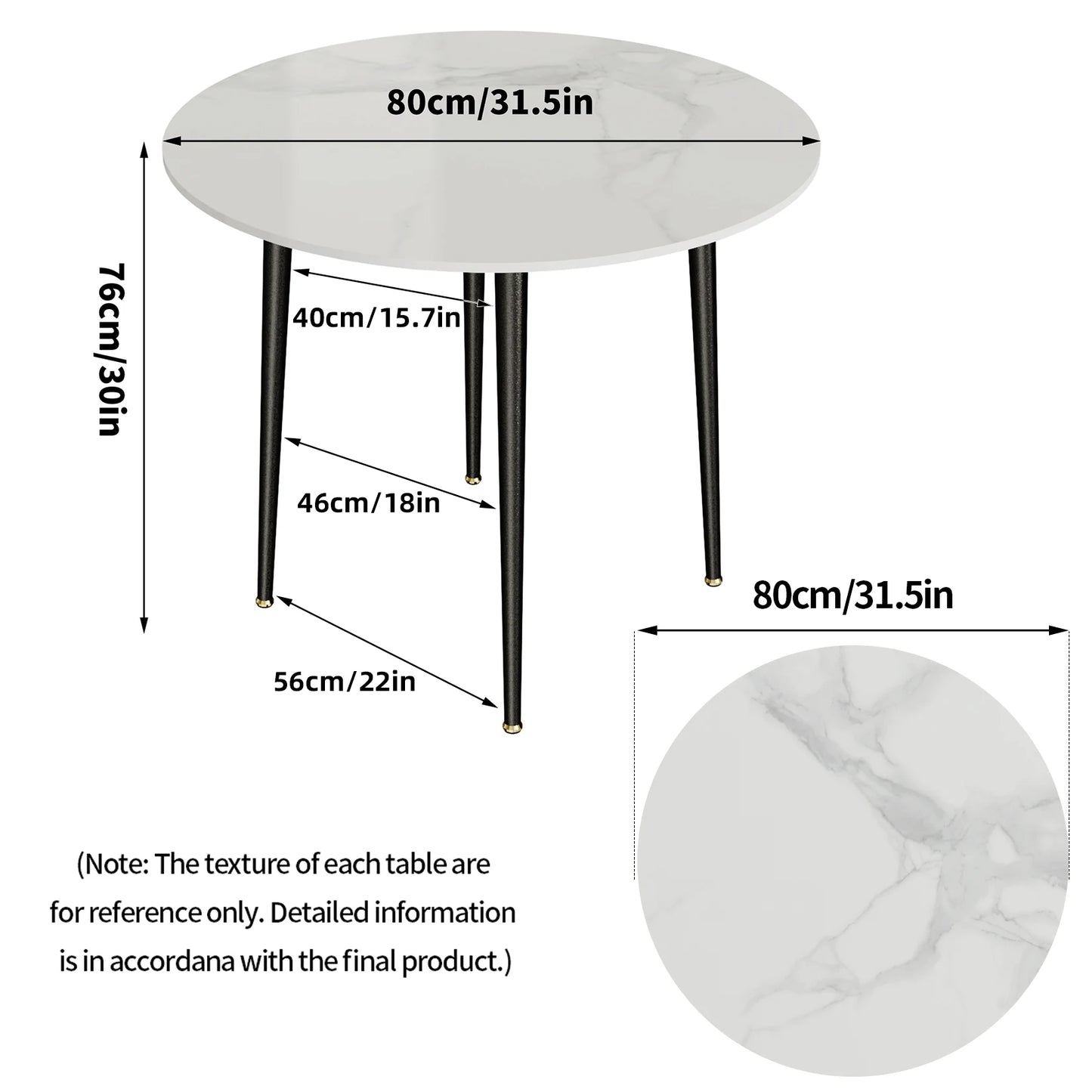 32"  Stone Round Dining Table Only