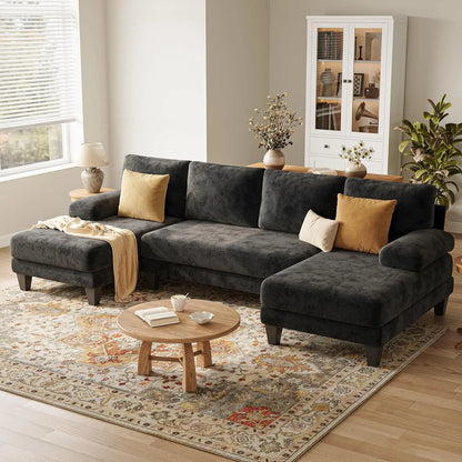 Chenille Sofa with Double Chaise/U-shaped