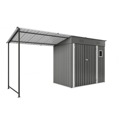 12x4ft Metal Shed with Open-Sided Pergola