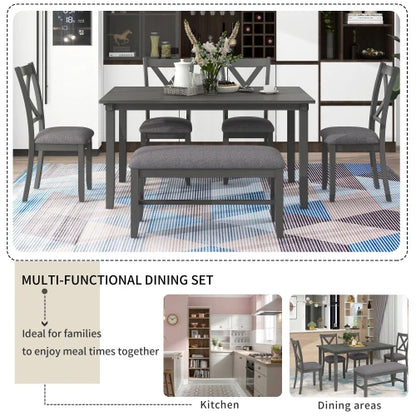 6-Piece Kitchen Dining Table with 4 Chairs