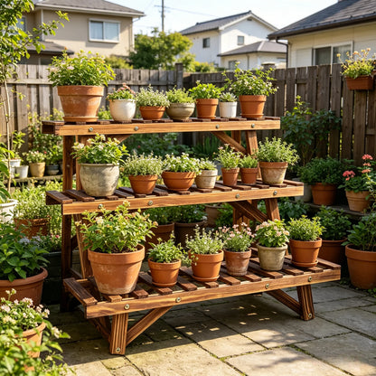 3 Tier Ladder Shelf Wood Plant Stand