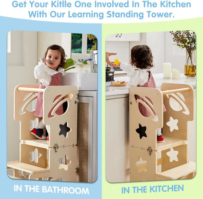 Foldable Toddler Tower with Step Stool