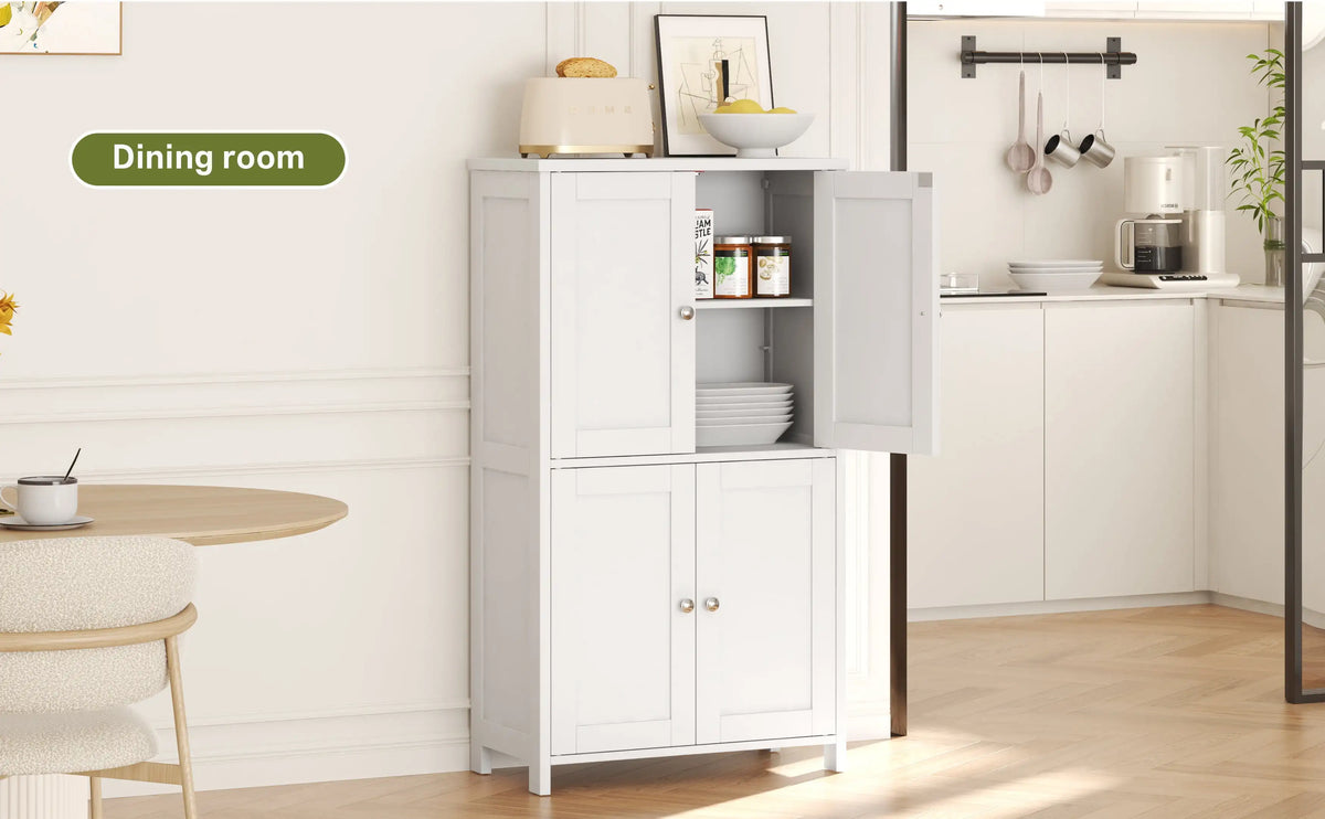 43" Wooden Pantry Adjustable Shelf with 4 Doors