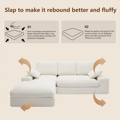Modular Sectional Corduroy Couch with Chaise