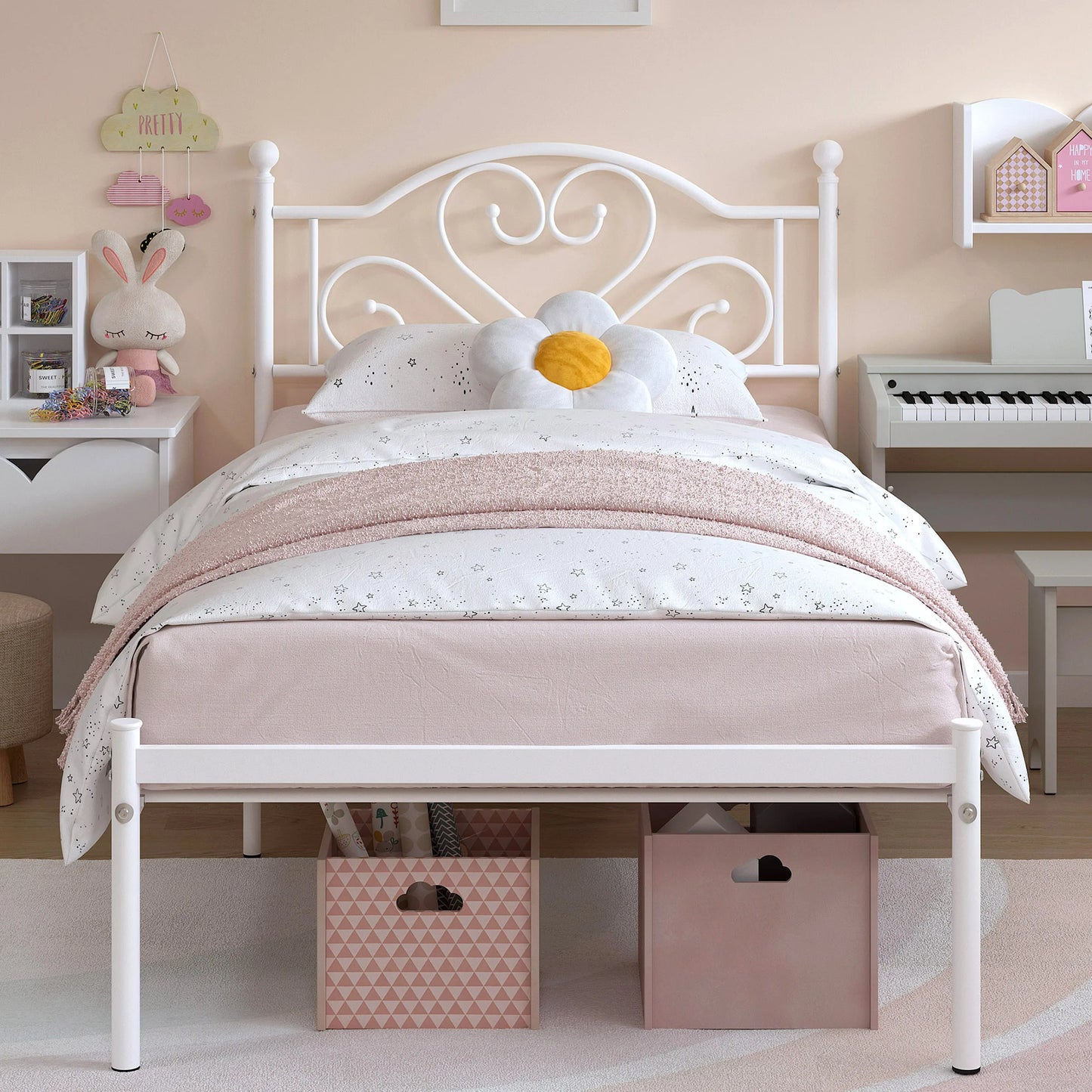 Heavy Duty Metal Twin Bed Frame with Headboard