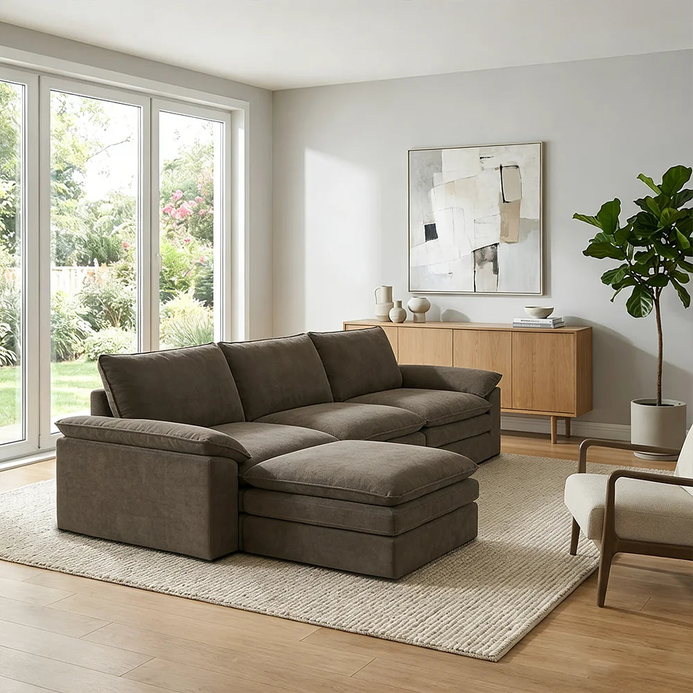 Boneless L-Shape Modular Corduroy Sectional Couch