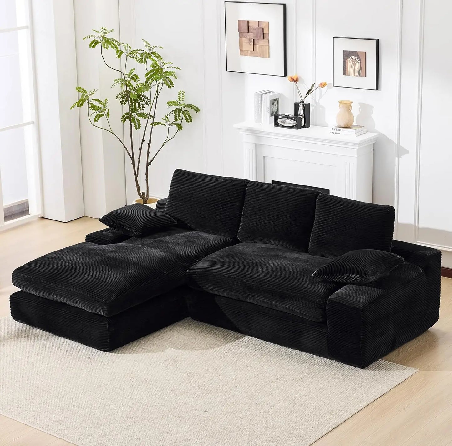 Modular Sectional Corduroy Couch with Chaise