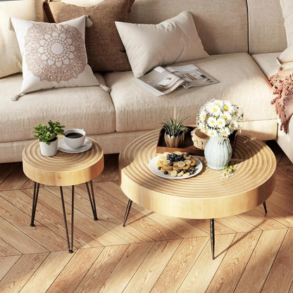 2-Piece Round Nesting Coffee Table Set