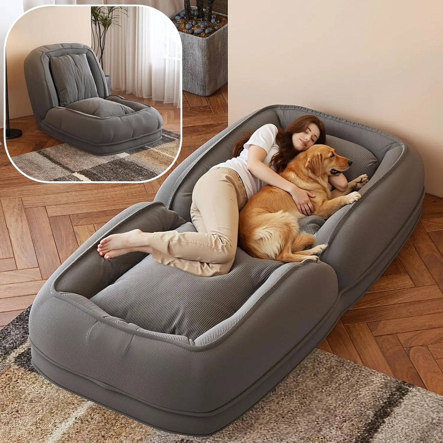 Foldable 5 Positions Adjustable Backrest Sofa Bed