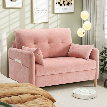 Chenille Loveseat w/ Throw Pillow & Removable Cover
