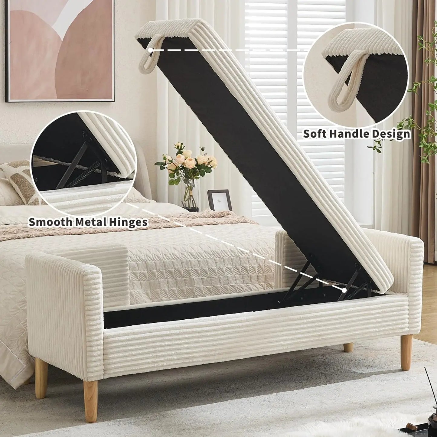 Ottoman with Storage Bench for  End of Bed