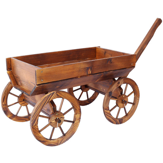 Outdoor Wooden Wagon Flower Garden Planter