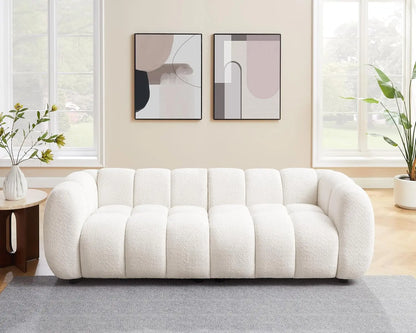 Oversized Tufted Boucle Fabric Deep Seat Sofa