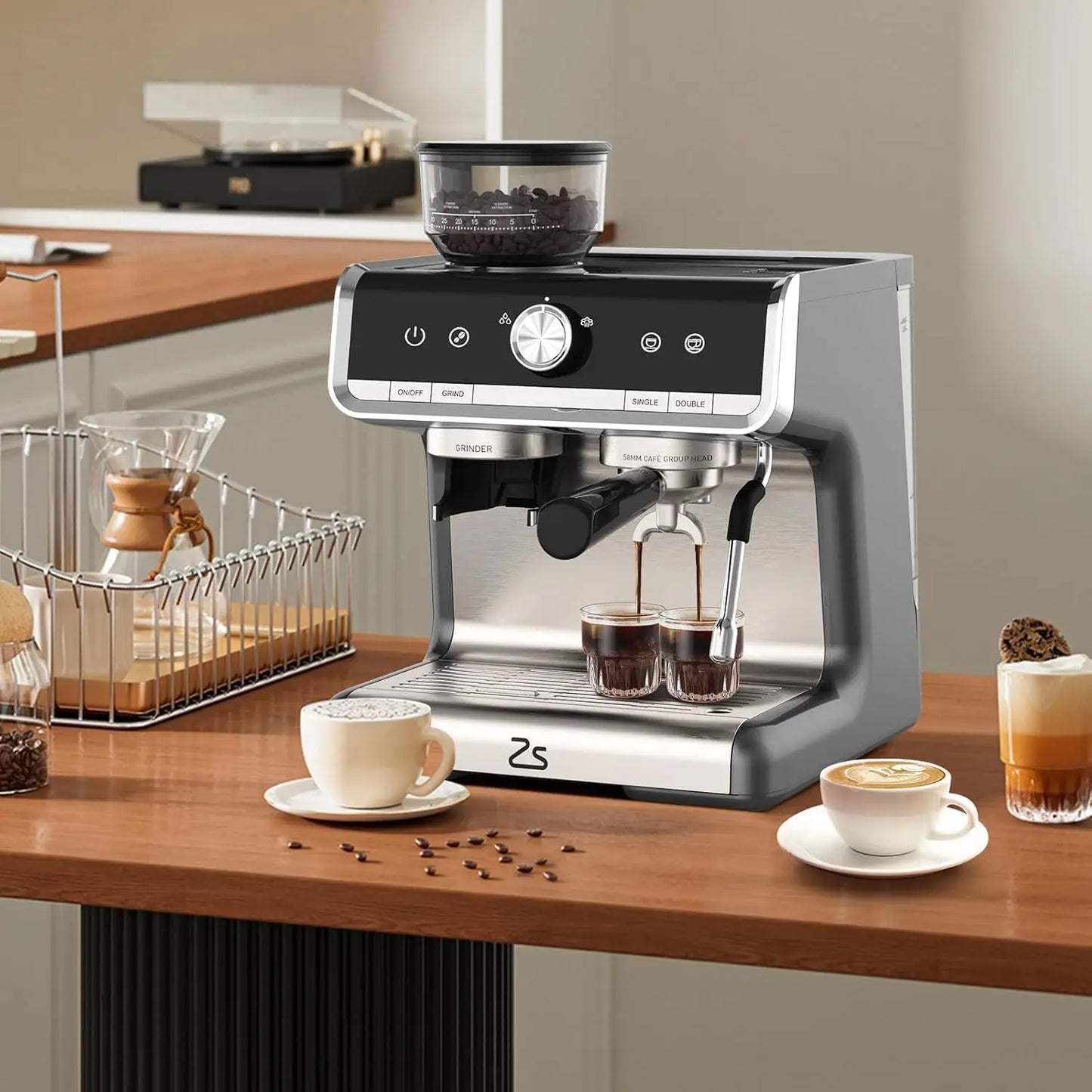 Semi Automatic Espresso Coffee Machine with Grinder