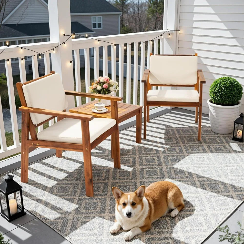 3 Piece Acacia Wood Patio Furniture