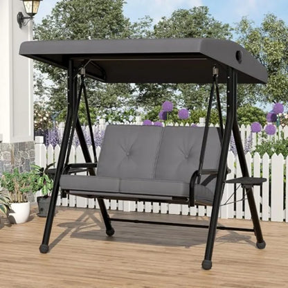 2 Seat Outdoor Porch Swing Removable Cushions