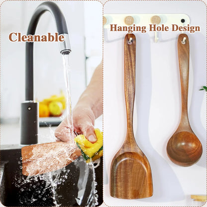 10pcs Wooden Kitchen Utensil Set For Cooking