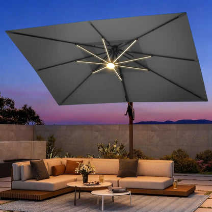 9 X 12 FT Umbrella with Led Lights and Base