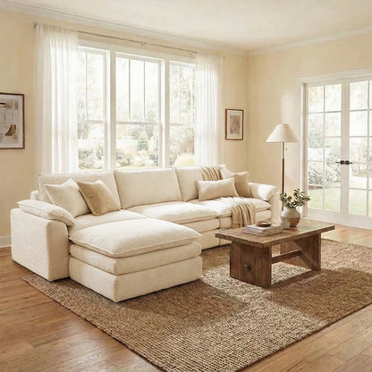 Boneless L-Shape Modular Corduroy Sectional Couch
