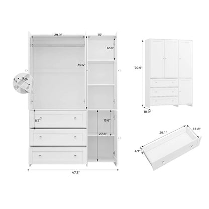 71" Wooden Armoire with Drawers