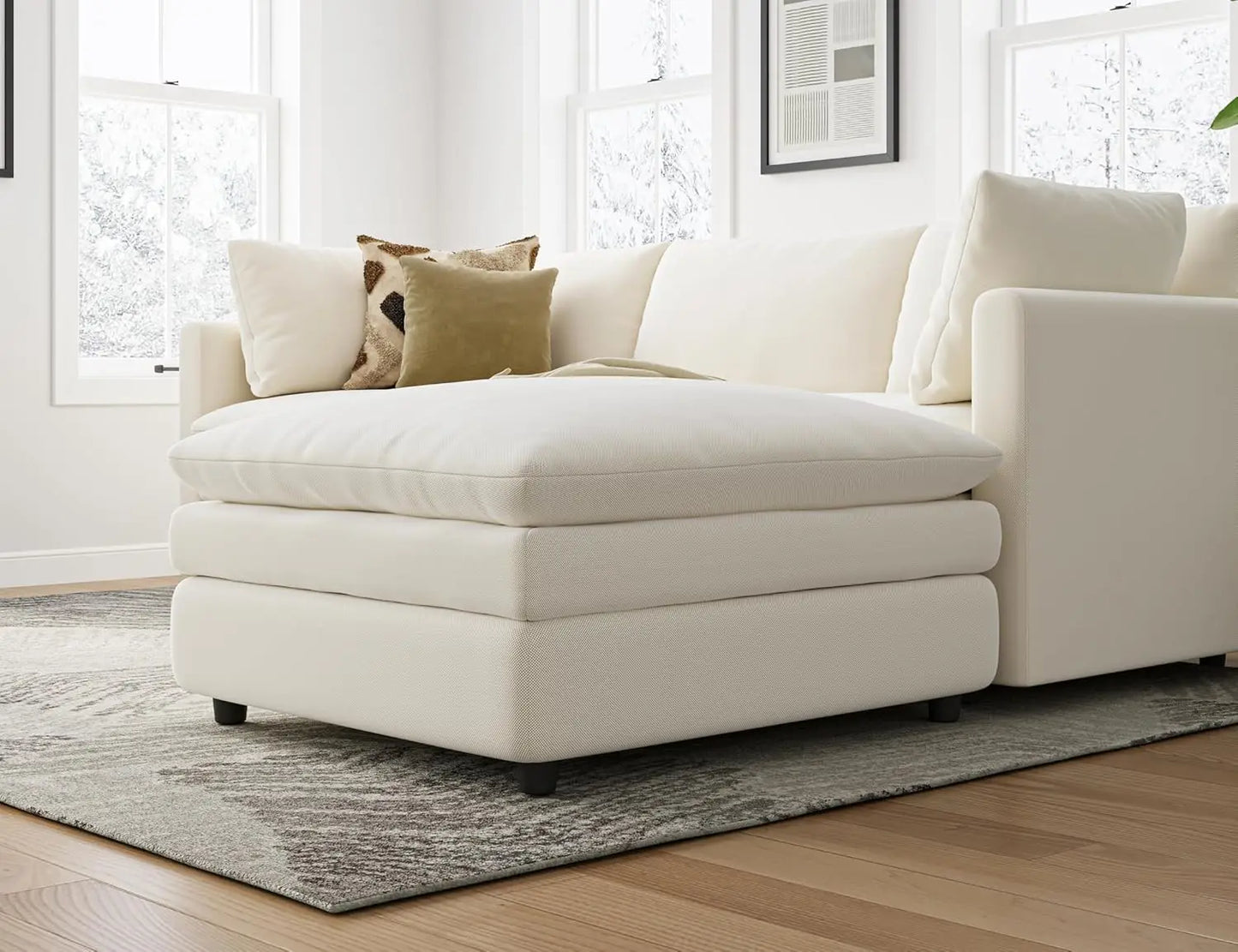 L Shaped Sectional Couch with Ottoman
