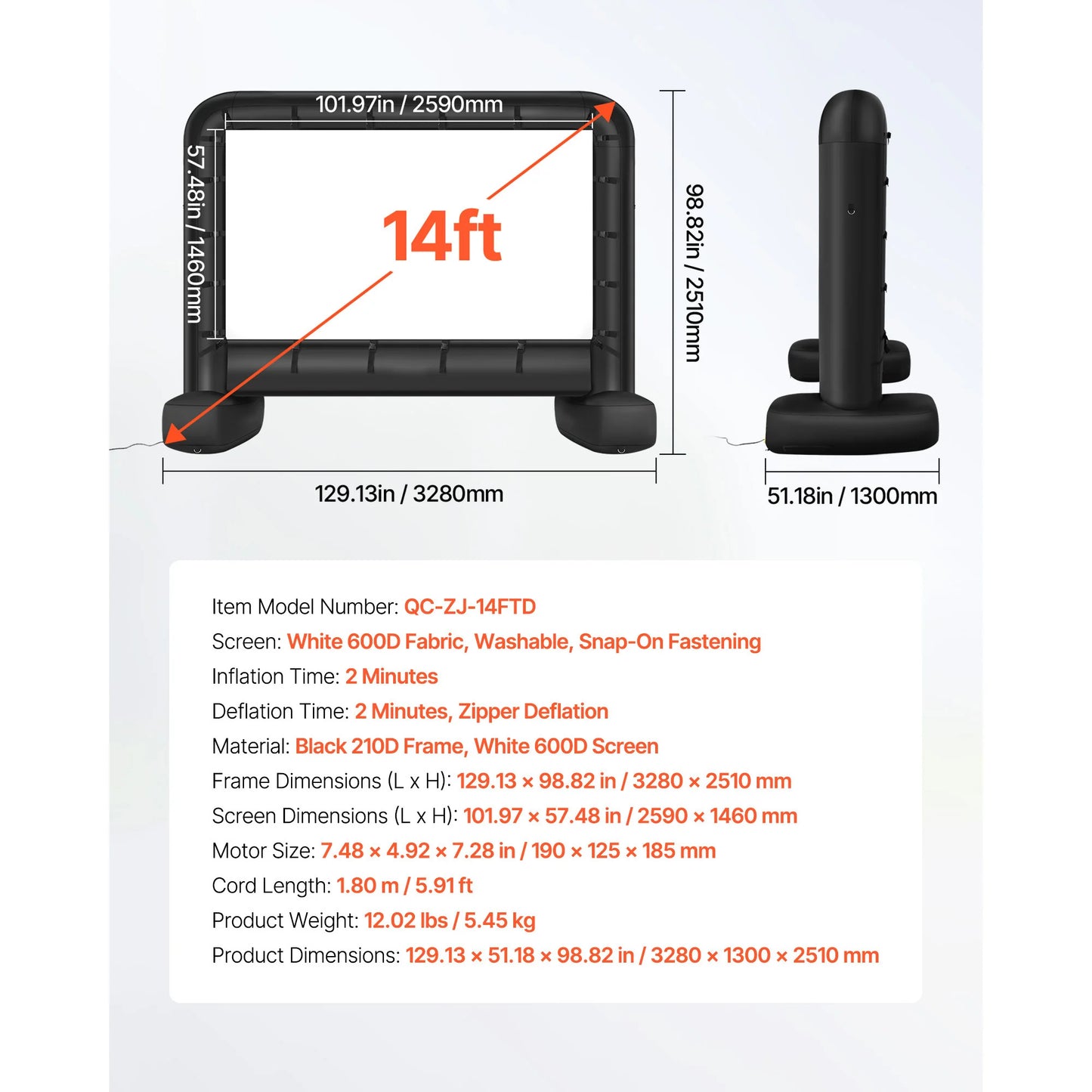 Inflatable Projector Screen with 120W Air Blower
