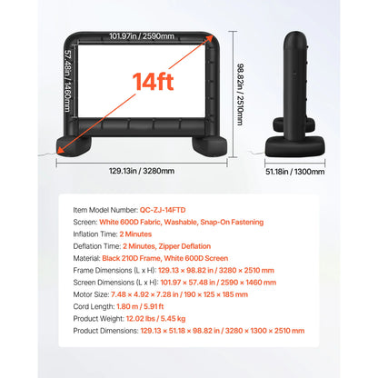 Inflatable Projector Screen with 120W Air Blower
