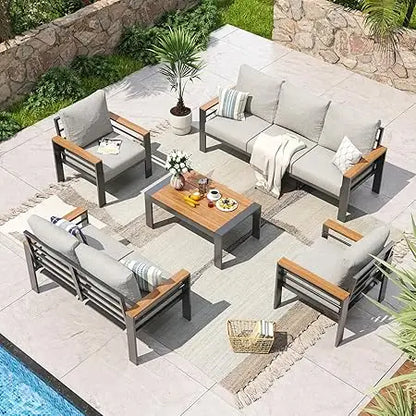Oversized Outdoor Sectional with Washable Thick Cushions