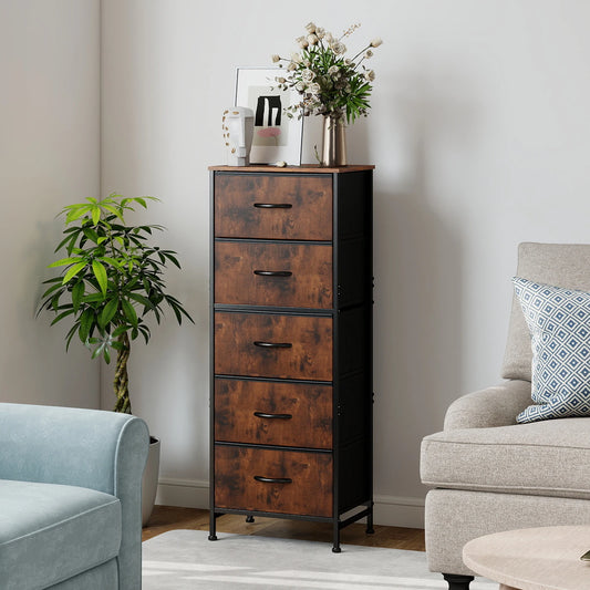 Dresser For Bedroom With 5 Fabric Drawers