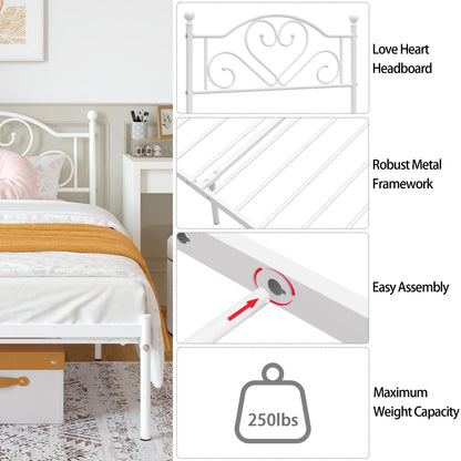 Heavy Duty Metal Twin Bed Frame with Headboard