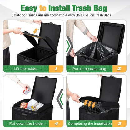 30 Gallon Resin Outdoor Garbage Can with Lid