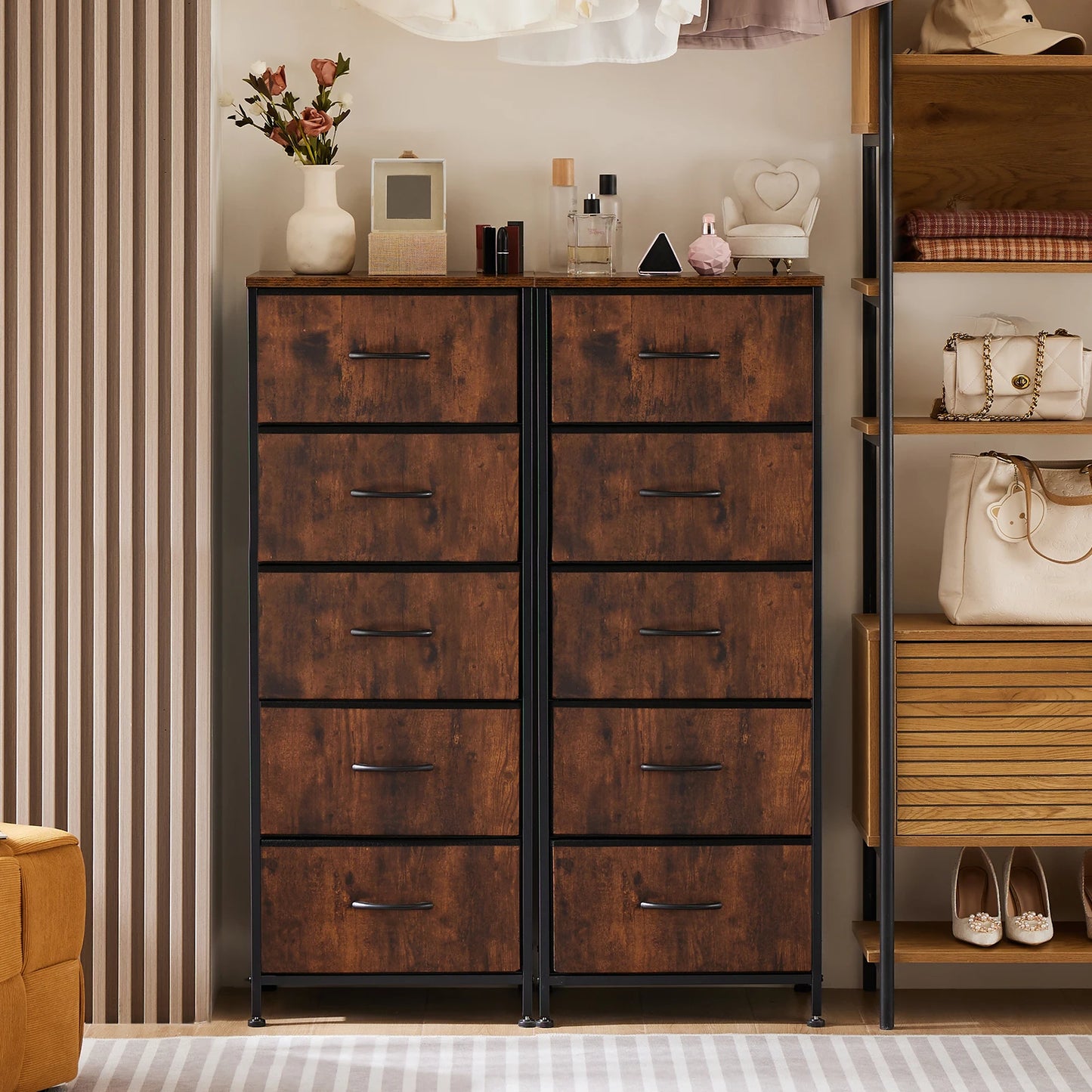 Dresser For Bedroom With 5 Fabric Drawers