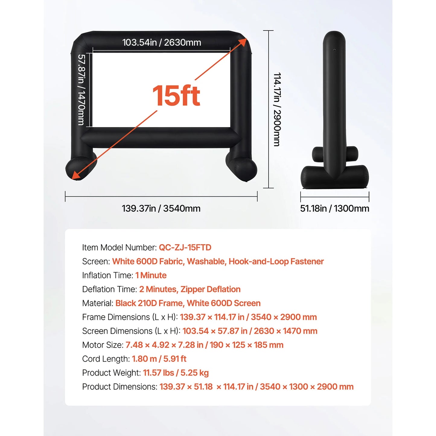 Inflatable Projector Screen with 120W Air Blower